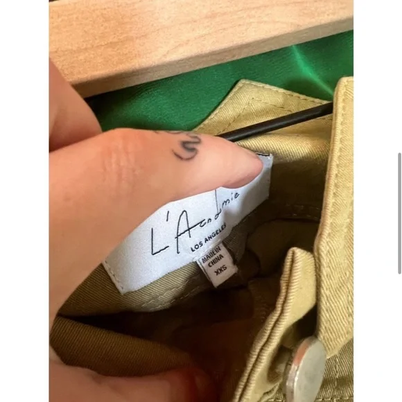 LAcademie Pants Womens XXS Beige Khaki Voletta Cropped High Waisted Paperbag - Picture 6 of 6